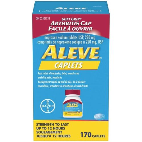 Aleve Pain Relief Caplets With Easy Open Soft Grip Arthritis Cap, Up To 12-Hour Relief, Naproxen Sodium 220mg, 170 Caplets