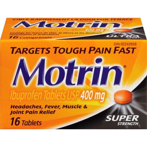 Motrin Super Strength Pain Relief Ibuprofen 400mg, 16 Tablets