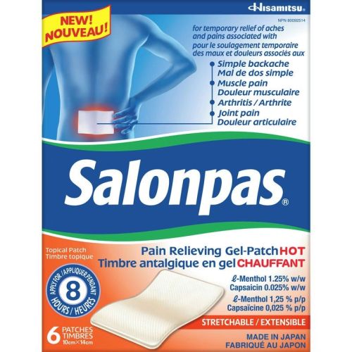 Salonpas Pain Relieving Gel-Patch HOT, 6 Patches