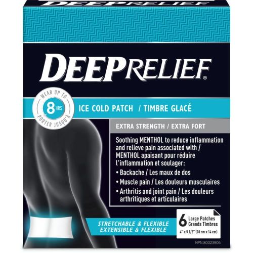Deep Relief Extra Strength Ice Cold Pain Relief Patch, 6 Patches