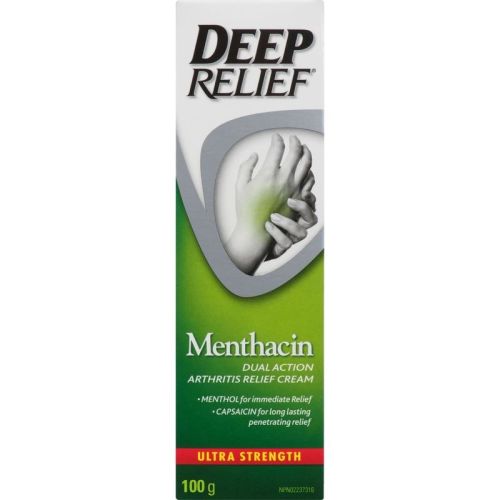 Deep Relief  Menthacin Arthritis Pain Relief Ultra Strength Rub with Capsaicin, 100 g