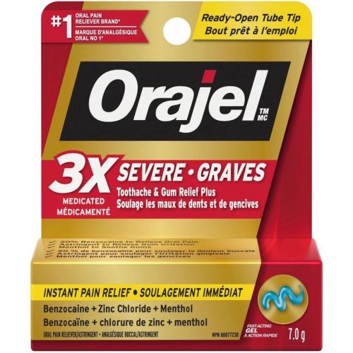 Orajel 3X Severe Toothache and Gum Relief Gel, 7 g