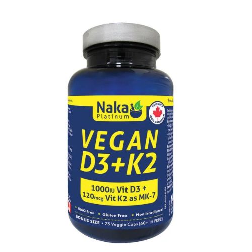Naka Platinum Vegan D3+K2, 75 vcaps