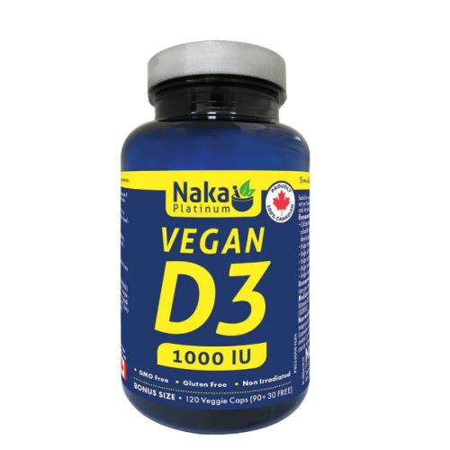 Naka Platinum Vegan D3, 120 vcaps