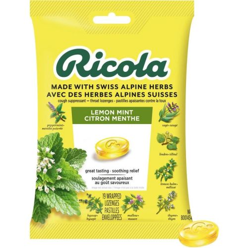 Ricola Herb Cough Suppressant Throat Lozenges - Lemon Mint, 19's
