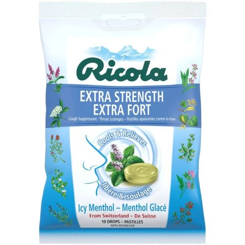 Ricola Extra Strength Cough Suppressant Throat Lozenges - Icy Menthol, 19's