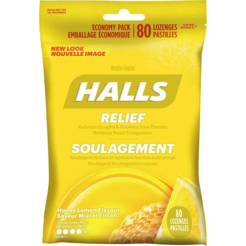 Halls Relief Mentho-lyptus, Honey Lemon Flavour, 80 Cough Drops