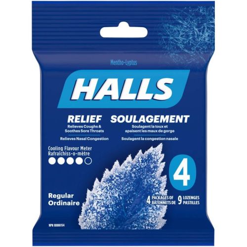 Halls Relief Mentho-lyptus Regular Flavour, 4 x 9 Cough Drops Multipack