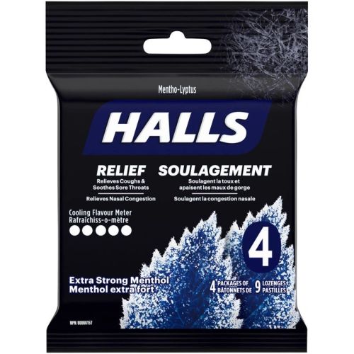 Halls Relief Mentho-lyptus Extra Strong Menthol, 4 x 9 Cough Drops Multipack