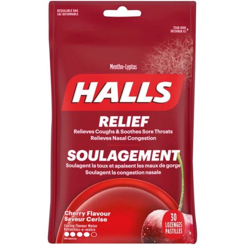 Halls Relief Mentho-Lyptus Cherry Flavour, 30 Cough Drops