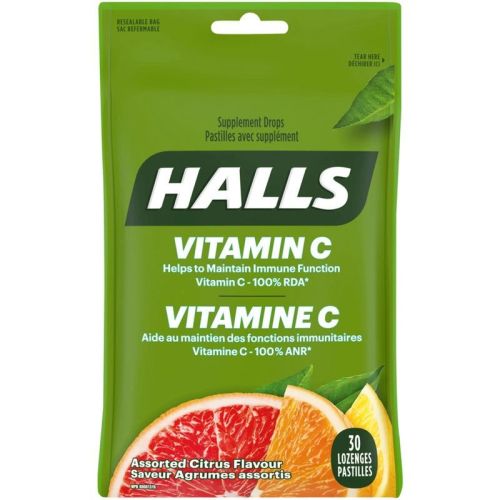 Halls Vitamin C Assorted Citrus Flavour, 30 Supplement Drops