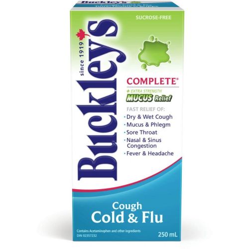 Buckleys Mucus Relief Cough Cold & Flu Syrup Sucrose-Free, 250 mL