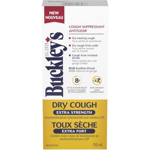 Buckleys Dry Cough Extra Strength Cough Suppressant Syrup, 150 mL