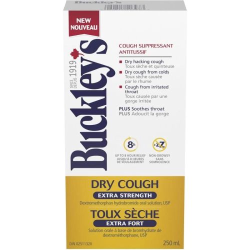 Buckleys Dry Cough Extra Strength Cough Suppressant Syrup, 250 mL