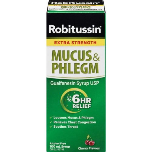 Robitussin Mucus & Phlegm Syrup Cherry Flavour Extra Strength, 100 mL