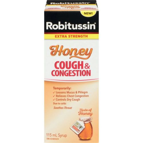 Robitussin Cough & Congestion Syrup Honey Extra Strength, 115 mL