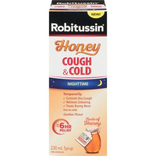 Robitussin Cough & Cold Syrup Honey Nighttime, 230 mL