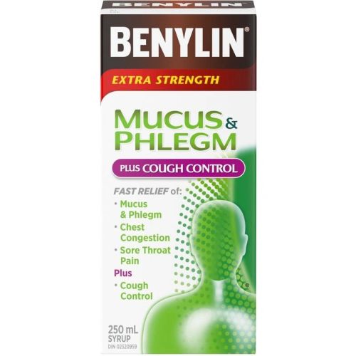 Benylin Extra Strength Cold, Mucus & Phleghm, Cough Control Syrup, 250 mL
