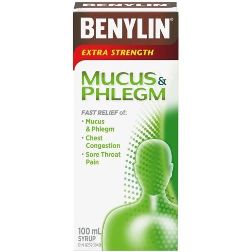 Benylin Extra Strength Cold, Mucus & Phlegm Relief Syrup, 100 mL