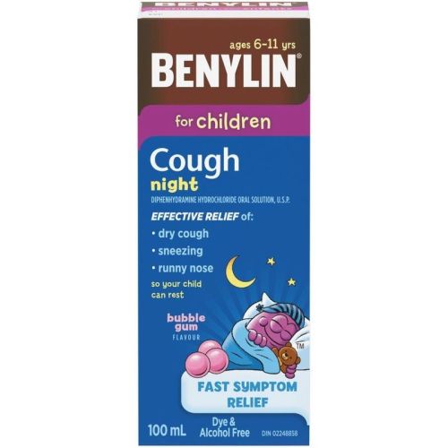 Benylin Childrens' Cough & Cold Relief, Night, Bubble Gum Flavour, 100 mL