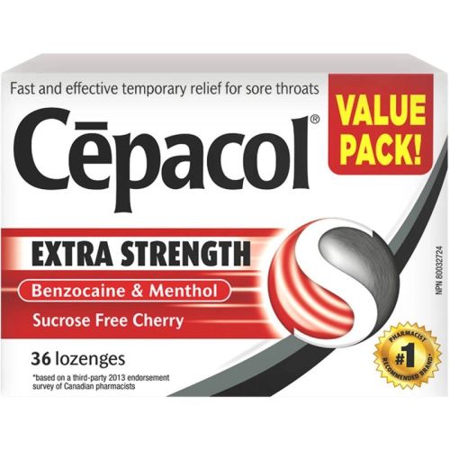 Cepacol Extra Strength Sucrose Free Cherry Value Pack, Sore Throat Lozenges, 36 Lozenges