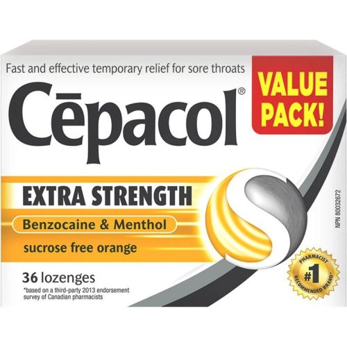 Cepacol Extra Strength Sucrose Free Orange Value Pack, Sore Throat Lozenges, 36 Lozenges