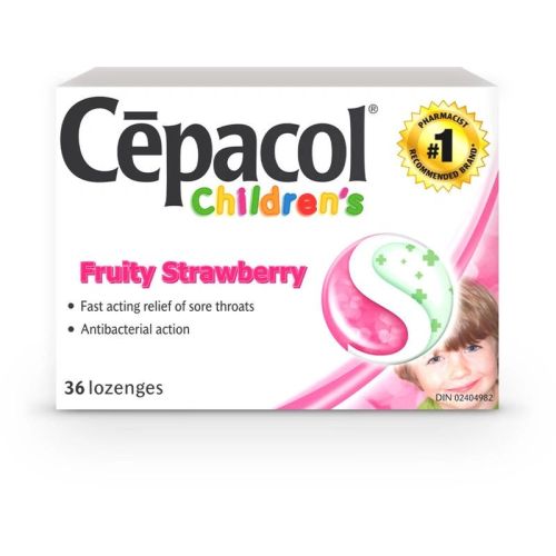 Cepacol Children’s Fruity Strawberry, Sore Throat Lozenges, 36 Lozenges