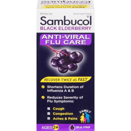 Sambucol Black Elderberry Anti-Viral Flu Care Syrup, 230 mL