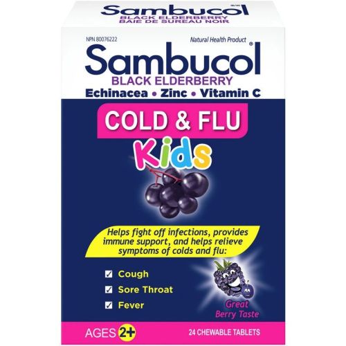 Sambucol Cold & Flu Kids, 24 Chewable Tablets
