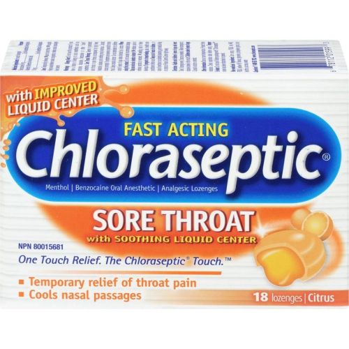 Chloraseptic Sore Throat with Soothing Liquid Centre Lozenges Citrus, 18 Lozenges