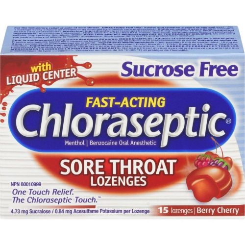 Chloraseptic Sore Throat Lozenges Sucrose Free Berry Cherry, 15 Lozenges