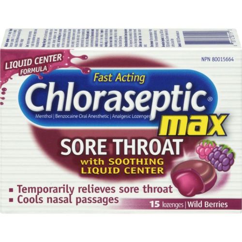 Chloraseptic Max Sore Throat with Soothing Liquid Centre Lozenges - Wild Berries, 15 Lozenges