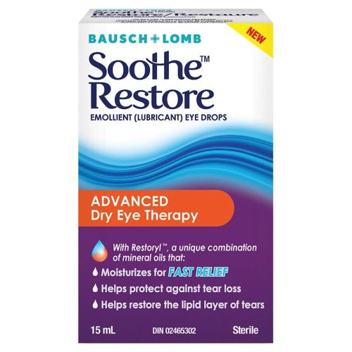 Bausch and Lomb Soothe Restore Advanced Dry Eye Therapy Drops, 15 mL