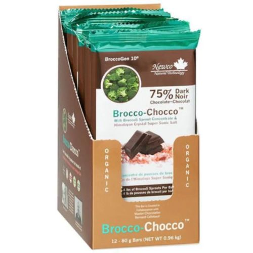 Newco Brocco-Chocco® 75% Dark Certified Organic, 12 Bars