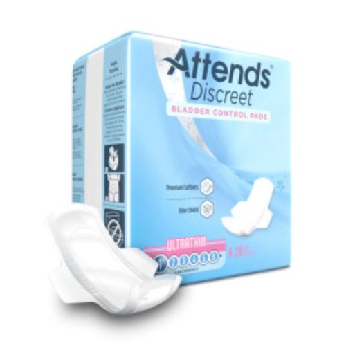 Attends Discreet Ultrathin Pads L-9" W-3.5" - 24 bags of 20