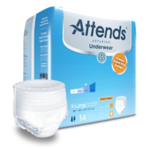 Attends Advanced Underwear, X-Large - Waist Size 58" - 68" - 4 bags of 14