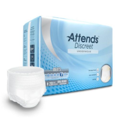 Attends Discreet Underwear, Male, Small/Medium - 4 bags of 20