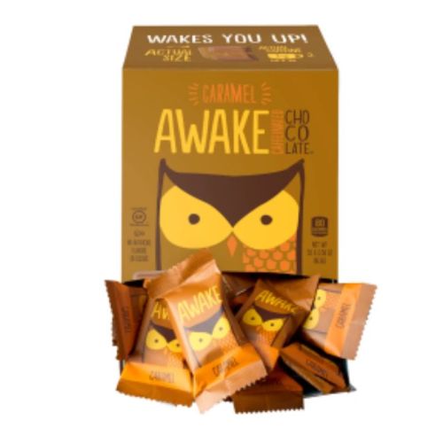 Awake Chocolate Caramel Milk Chocolate Singles, Case of 50 x 16.5g