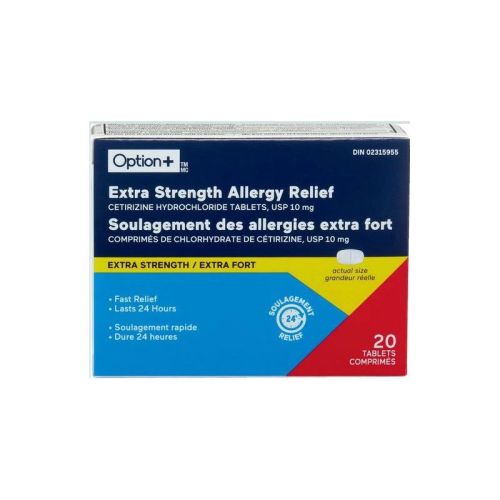 Option+ Allergy Cetirizine 10mg, 20 Tablets