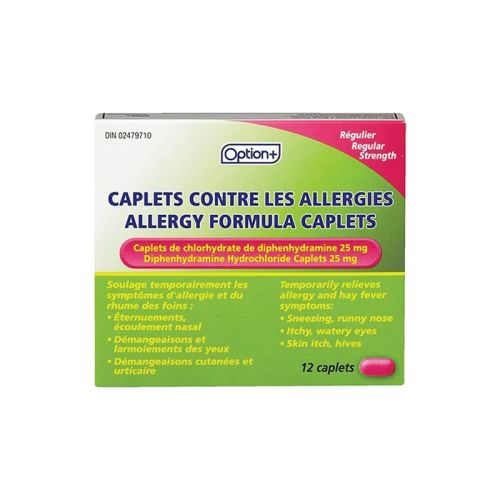 Option+ Allergy Diphenhydramine Hydrochloride CPLT 25mg, 12 Caplets