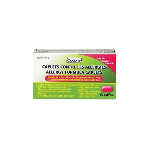 Option+ Allergy Diphenhydramine Hydrochloride CPLT 25mg, 60 Caplets