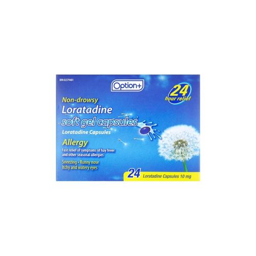 Option+ Allergy Loratadine Gel Capsules 10mg, 24 Capsules