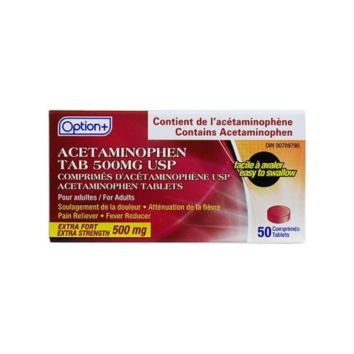 Option+ Acetaminophen EZ Tablets 500mg, 50 Tablets