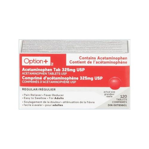 Option+ Acetaminophen 325mg Tablets, 120 Tablets
