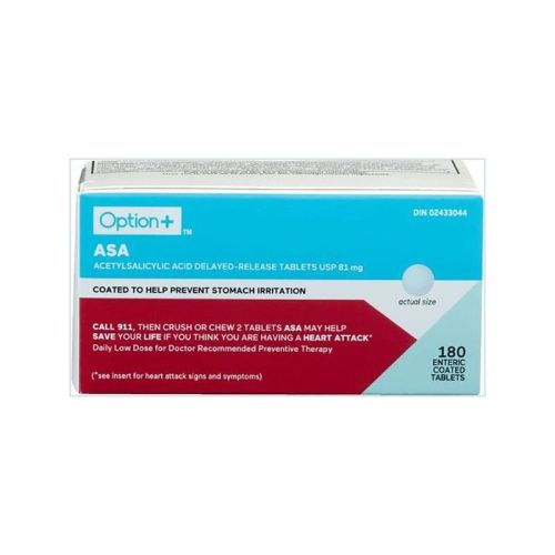 Option+ ASA 81mg Low Dose Tablets, 180 Enteric Coated Tablets