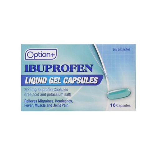 Option+ Ibuprofen Liquid Gel 200mg, 16 Capsules