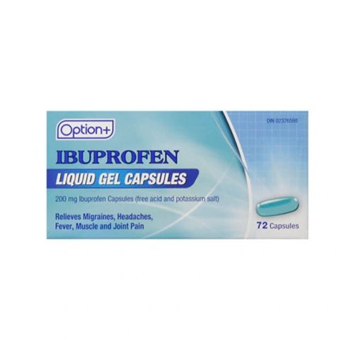 Option+ Ibuprofen Liquid Gel 200mg, 72 Capsules