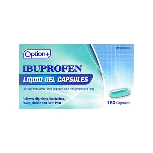 Option+ Ibuprofen Liquid Gel 200mg, 180 Capsules