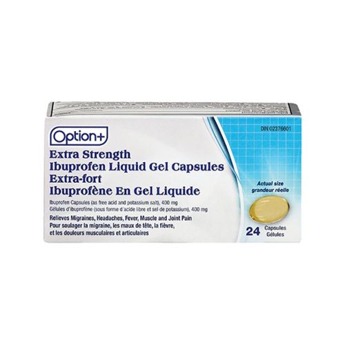 Option+ Ibuprofen Liquid Gel 400mg, 24 Capsules