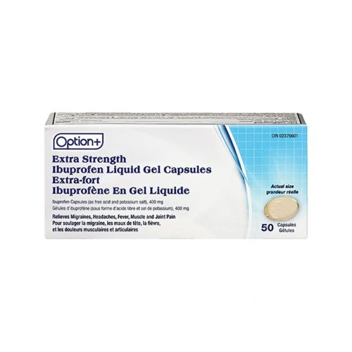 Option+ Ibuprofen Liquid Gel 400mg, 50 Capsules